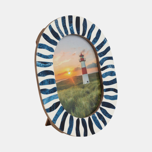 Sagebrook Home 5x7 Oval Frame With Inlay Pieces Blue/white Wishlist Create New