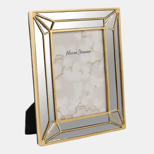 Sagebrook Home 5x7 Resin Deco Mirrored Border Photo Frame Gold Wishlist Create New