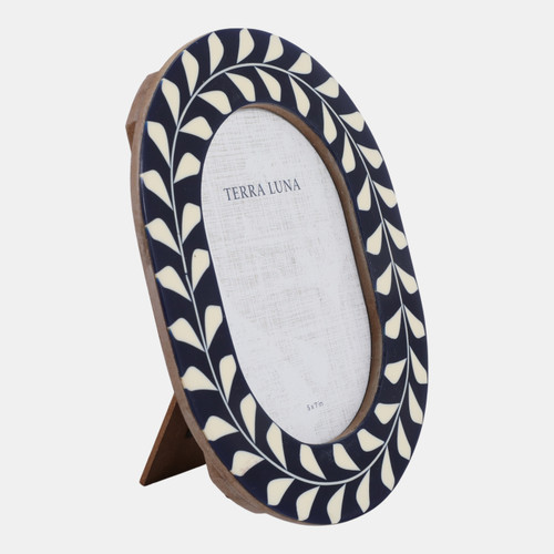 Sagebrook Home 5x7 Vine Inlay Oval Photo Frame Navy/ivory Wishlist Create New
