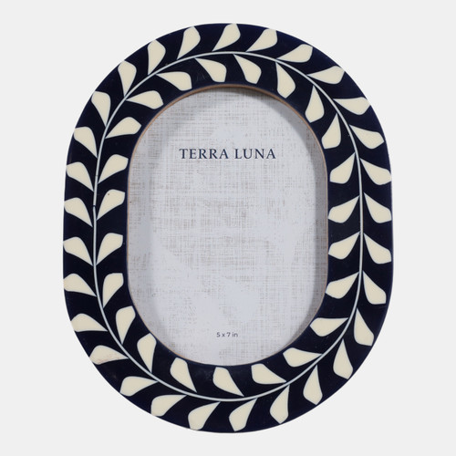 sagebrook home 5x7 Vine Inlay Oval Photo Frame Navy/ivory Wishlist Create New