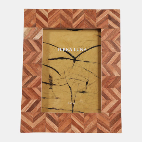 sagebrook home 5x7" Wood Herringbone Inlay Photo Frame Natural Wishlist Create New