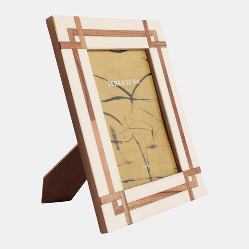 Sagebrook Home 5x7" Wood Inlay Resin Photo Frame Ivory/natural Wishlist Create New