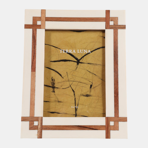 sagebrook home 5x7" Wood Inlay Resin Photo Frame Ivory/natural Wishlist Create New