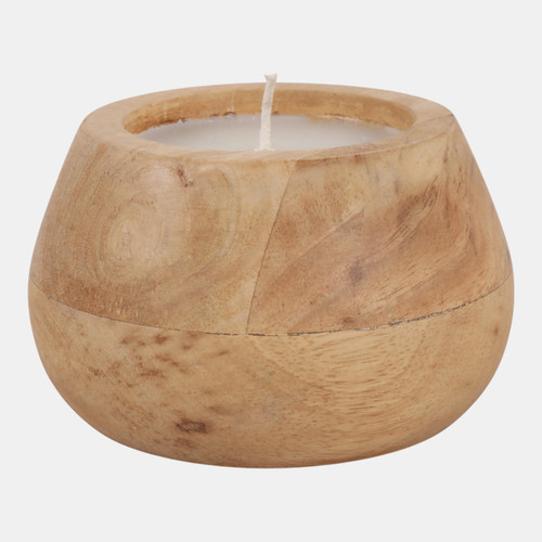 Sagebrook Home 6" 10 Oz Vanilla Modern Wood Bowl Candle Blonde Wishlist Create New