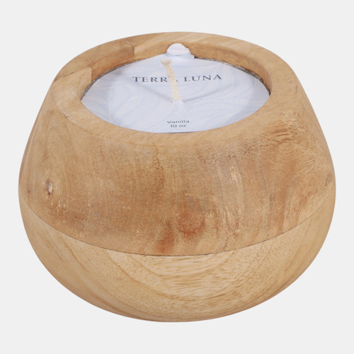 sagebrook home 6" 10 Oz Vanilla Modern Wood Bowl Candle Blonde Wishlist Create New