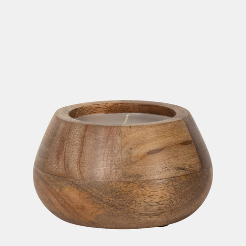 Sagebrook Home 6" 10 Oz Vanilla Modern Wood Bowl Candle Natural Wishlist Create New