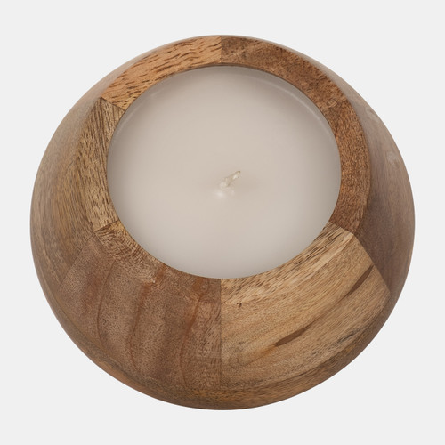 Sagebrook Home 6" 10 Oz Vanilla Modern Wood Bowl Candle Natural Wishlist Create New