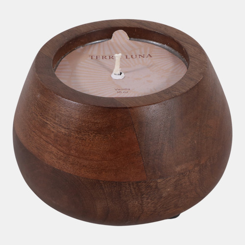 sagebrook home 6" 10 Oz Vanilla Modern Wood Bowl Candle Walnut Wishlist Create New