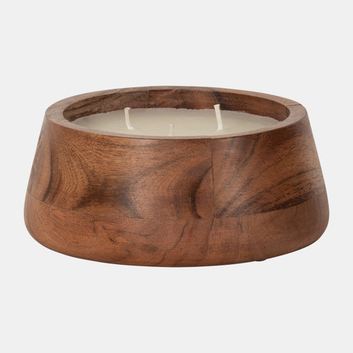 Sagebrook Home 6" 11 Oz Vanilla Wood Bowl Candle Natural Wishlist Create New
