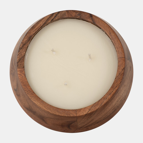 Sagebrook Home 6" 11 Oz Vanilla Wood Bowl Candle Natural Wishlist Create New