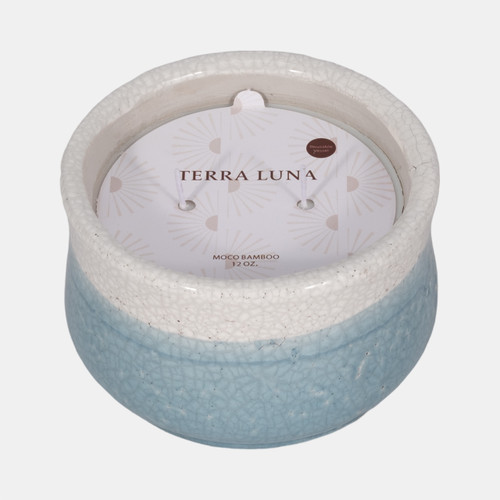 Sagebrook Home 6" 12oz Moco Bamboo Reactiv Curved Cndle Lght Blu Wishlist Create New