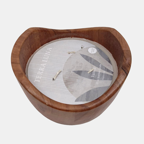 Sagebrook Home 6" 17 Oz Vanilla Curvy Wood Bowl Candle Natural Wishlist Create New