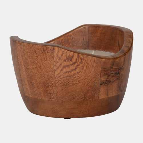 Sagebrook Home 6" 17 Oz Vanilla Curvy Wood Bowl Candle Natural Wishlist Create New