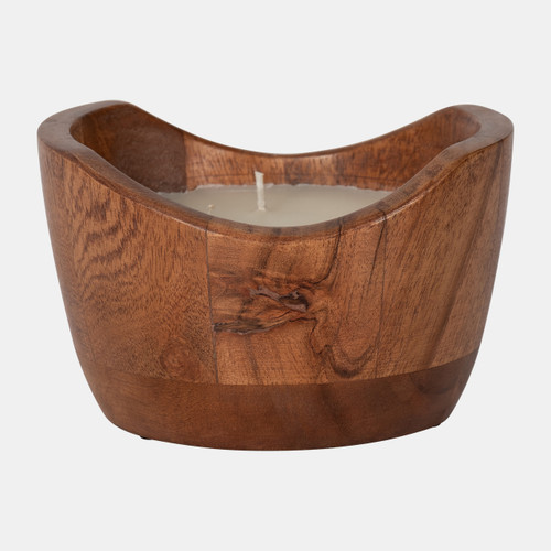 sagebrook home 6" 17 Oz Vanilla Curvy Wood Bowl Candle Natural Wishlist Create New