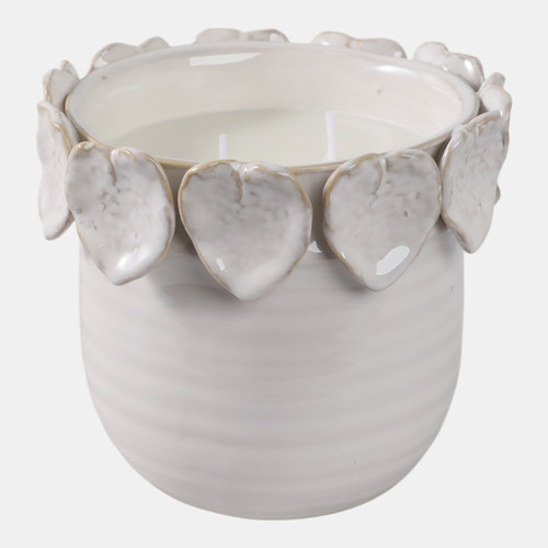 Sagebrook Home 6" 17 Oz Wood Sage& Sea Salt Applique Candle Ivory Wishlist Create New