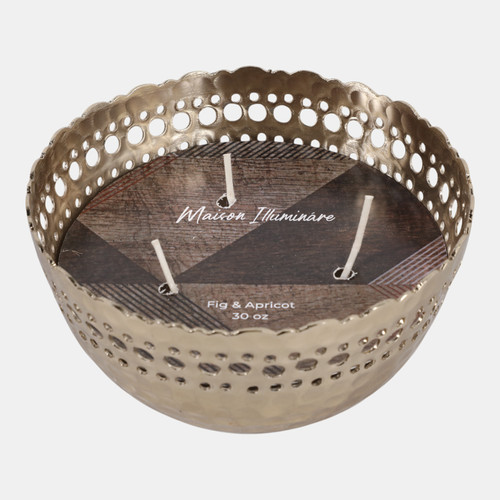 Sagebrook Home 6" 30 Oz Fig & Apricot Pierced Metal Candle Gold Wishlist Create New