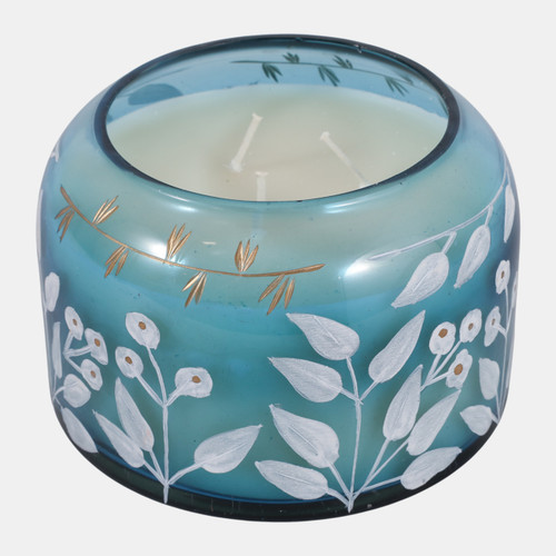 Sagebrook Home 6" 33 Oz Jasmine Floral Pattern Candle Blue Wishlist Create New