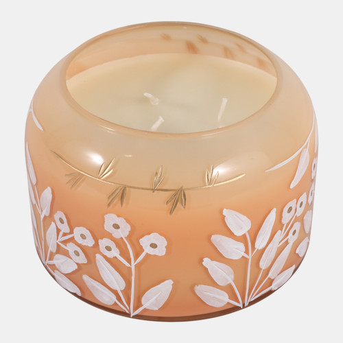 Sagebrook Home 6" 33 Oz Jasmine Floral Pattern Candle Blush Wishlist Create New