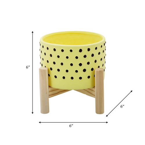 Sagebrook Home 6" Dotted Planter W/ Wood Stand Yellow Wishlist Create New