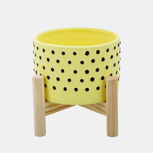 sagebrook home 6" Dotted Planter W/ Wood Stand Yellow Wishlist Create New