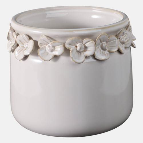 Sagebrook Home 6" Floral Applique Planter Ivory Wishlist Create New