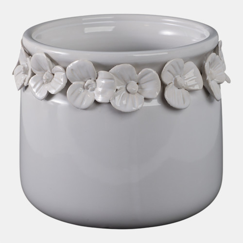 Sagebrook Home 6" Floral Applique Planter White Wishlist Create New