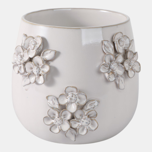 sagebrook home 6" Flower Bunches Applique Planter Ivory Wishlist Create New