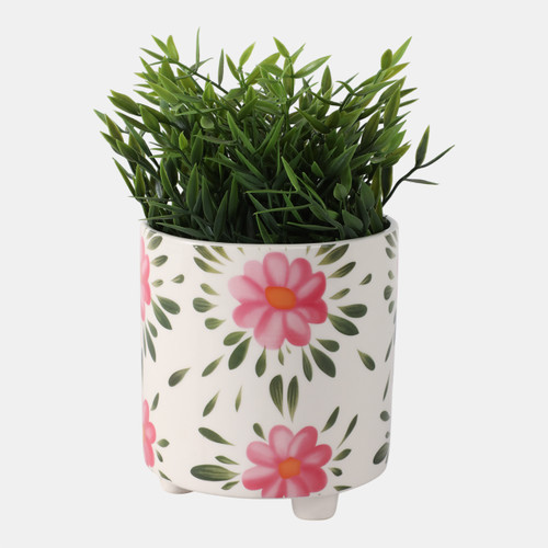 Sagebrook Home 6" Footed Hand Painted Pink Flower Planter Multi Wishlist Create New