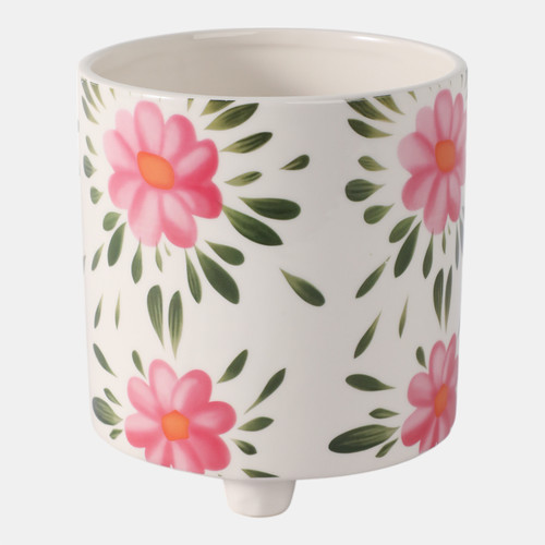 sagebrook home 6" Footed Hand Painted Pink Flower Planter Multi Wishlist Create New
