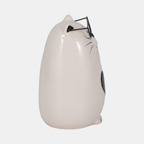Sagebrook Home 6" Heart Tummy Kitty With Glasses White/black Wishlist Create New
