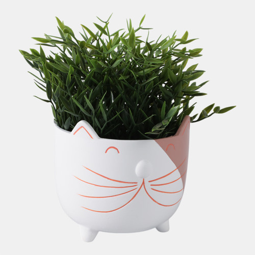 Sagebrook Home 6" Kitty Whiskers Footed Planter White/tan Wishlist Create New