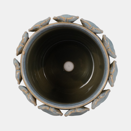 Sagebrook Home 6" Leaf Applique Planter Blue Wishlist Create New