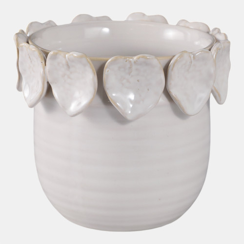 Sagebrook Home 6" Leaf Applique Planter Cream Wishlist Create New