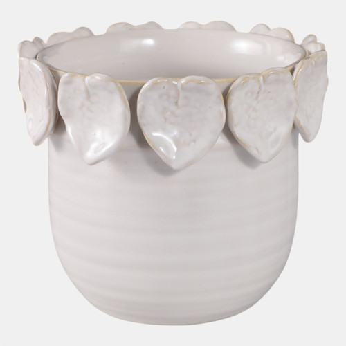 Sagebrook Home 6" Leaf Applique Planter Cream Wishlist Create New