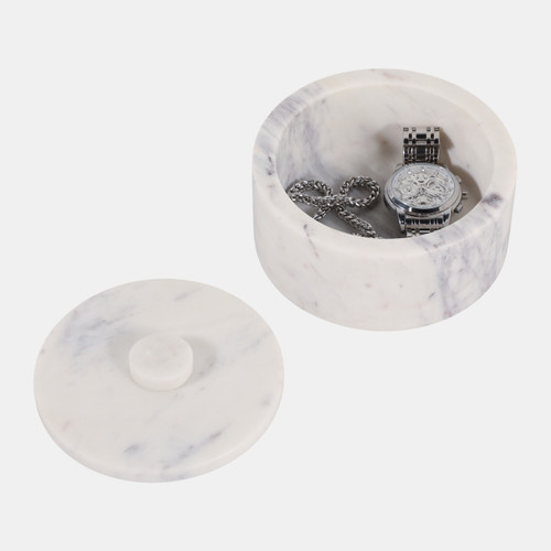 Sagebrook Home 6" Round Modern Marble Box W/ Knob White Wishlist Create New