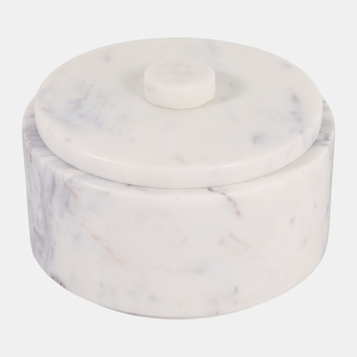 Sagebrook Home 6" Round Modern Marble Box W/ Knob White Wishlist Create New