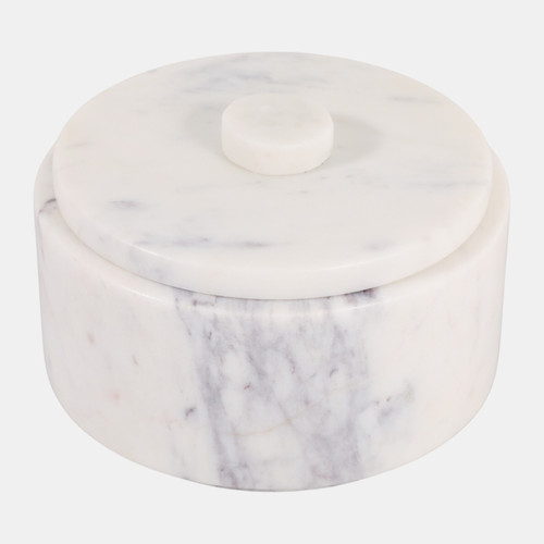 sagebrook home 6" Round Modern Marble Box W/ Knob White Wishlist Create New