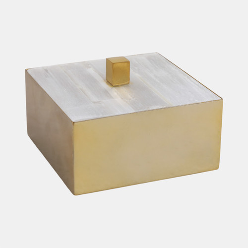 Sagebrook Home 6" Square Selenite Top Box White/gold Wishlist Create New