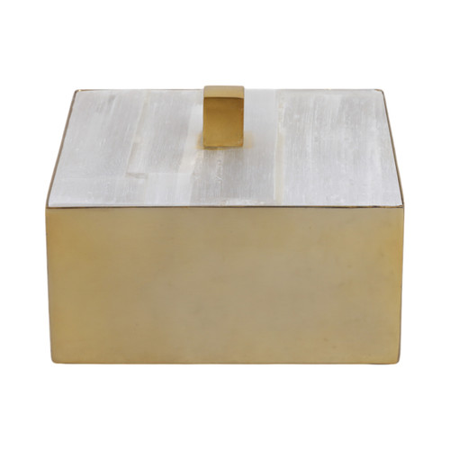 sagebrook home 6" Square Selenite Top Box White/gold Wishlist Create New