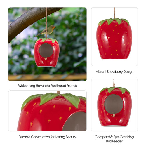 Sagebrook Home 6" Strawberry Bird House/feeder Red/green Wishlist Create New