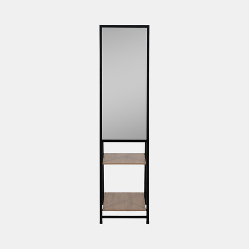 sagebrook home 63" Standing Mirror W/ Wood Shelves Black/natural Wishlist Create New