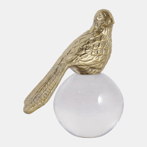 Sagebrook Home 6x5" Bird Perched On Acrylic Ball Gold/clear Wishlist Create New