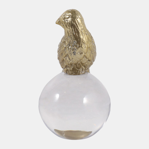 Sagebrook Home 6x5" Bird Perched On Acrylic Ball Gold/clear Wishlist Create New