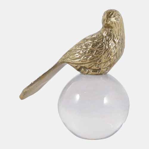 sagebrook home 6x5" Bird Perched On Acrylic Ball Gold/clear Wishlist Create New