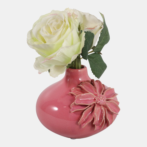 Sagebrook Home 6x5" Dahlia Applique Short Bud Vase Dusty Rose Wishlist Create New