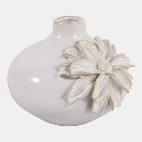 Sagebrook Home 6x5" Dahlia Applique Short Bud Vase Ivory Wishlist Create New