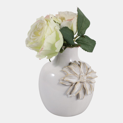Sagebrook Home 6x5" Dahlia Applique Tall Bud Vase Ivory Wishlist Create New