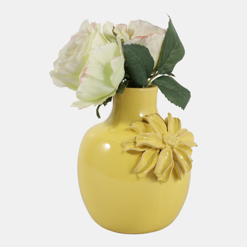 Sagebrook Home 6x5" Dahlia Applique Tall Bud Vase Yellow Wishlist Create New