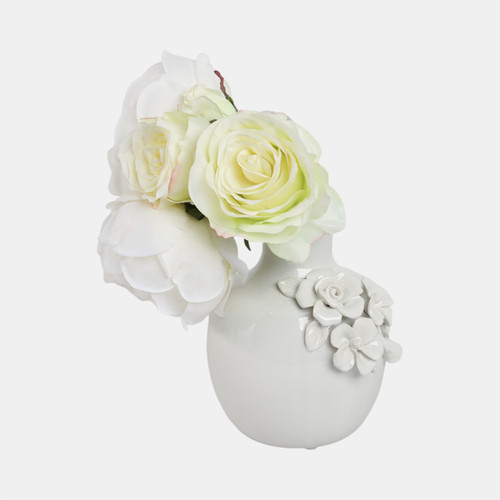 Sagebrook Home 6x5" Rose Applique Bud Vase Cream Wishlist Create New