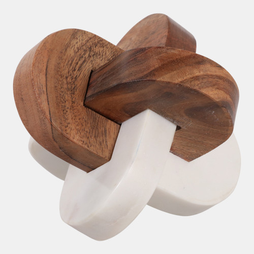 Sagebrook Home 6x6" Wood And Marble Curved Knot White/natural Wishlist Create New